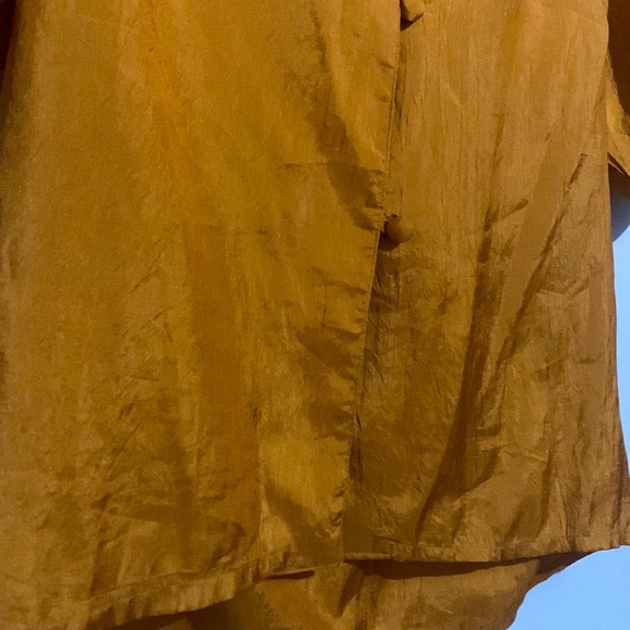 Vintage blouse t-shirt button up silk look with collar burnt orange petite med. - Picture 2 of 8